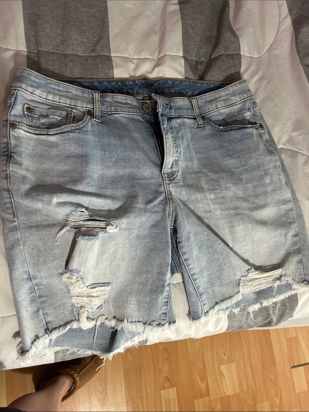 torrid Light Blue Denim Jean shorts with Contrast Stitching